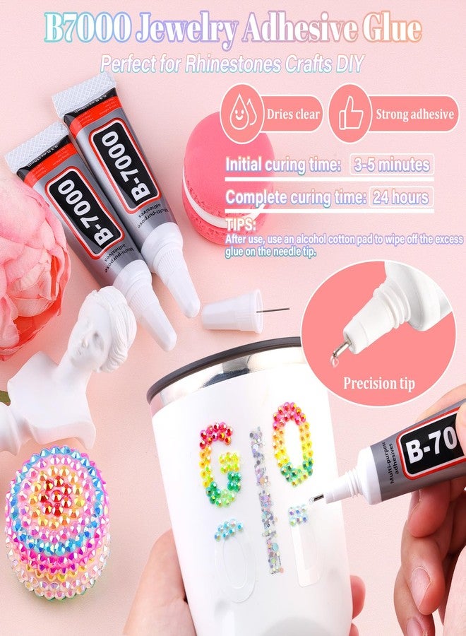 BELLEBOOST 34000Pcs Resin Rhinestones with B7000 Jewelry Glue for Crafting, Multicolors 3mm Non Hotfix Flatback Gems, Bedazzling Crystal for DIY Crafts Clothing Tumblers Mugs Shoes Fabric Decor Nail Art - Image 5